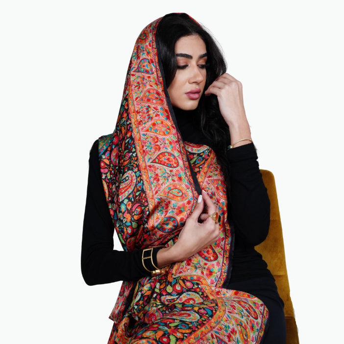 Kashmir - Silky Black Shawl